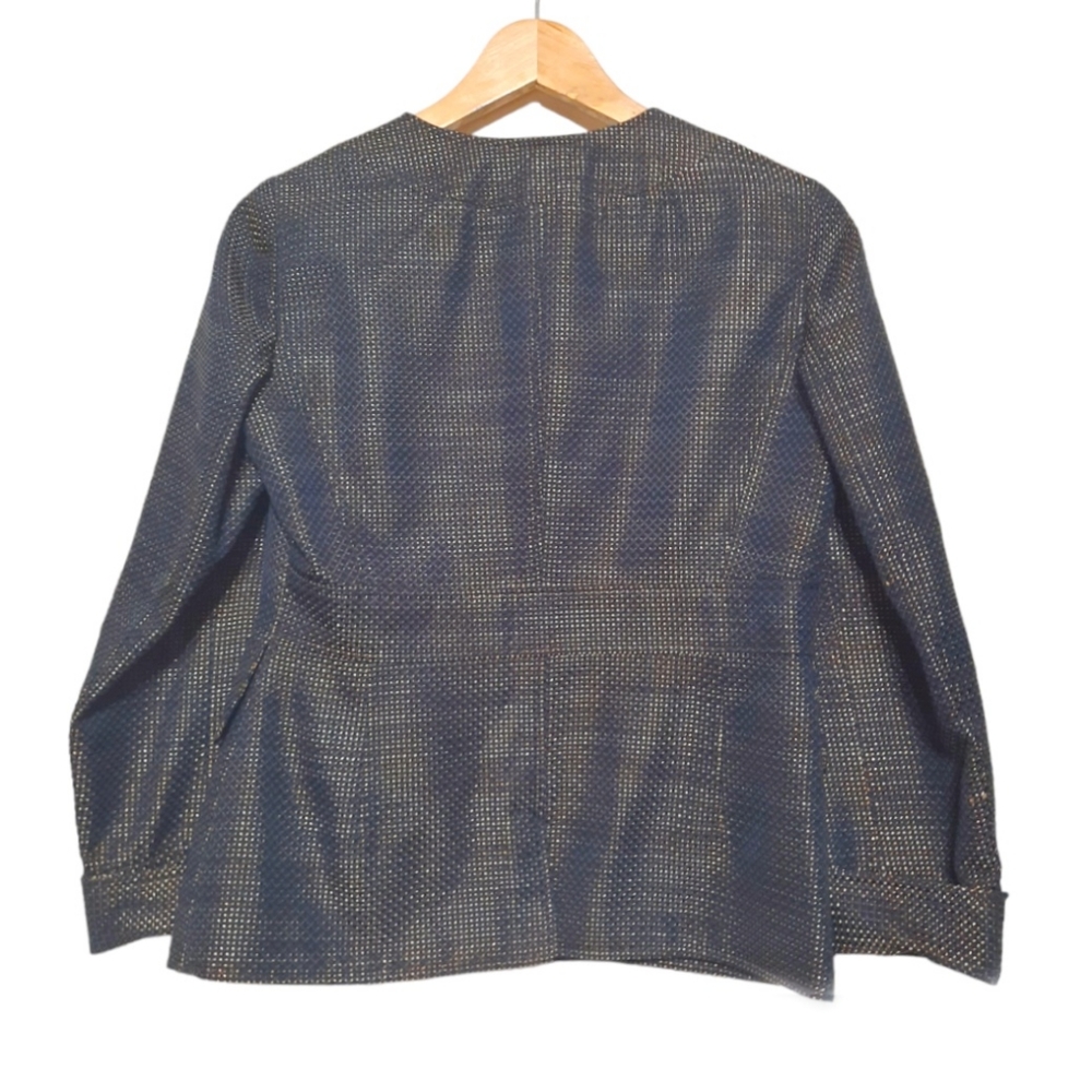 ELLEN TRACY Wool Blend Blazer Matte Bronze Gold Black Grey Woven Office $548 6P - Picture 6 of 10